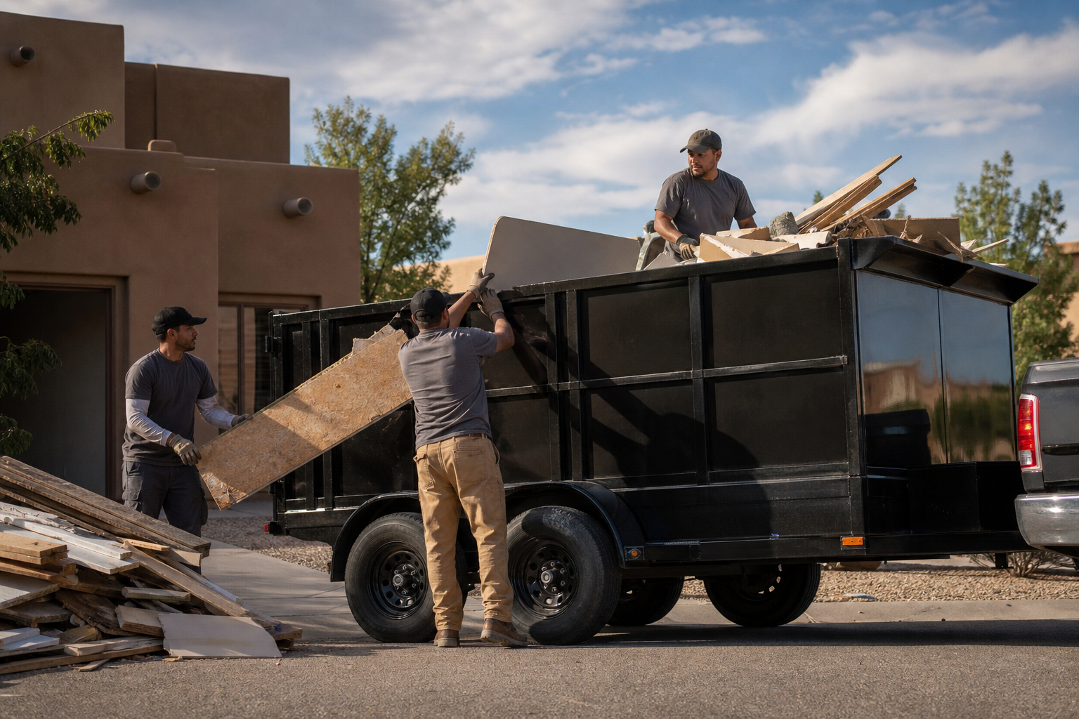Construction debris cleanup after a renovation project
